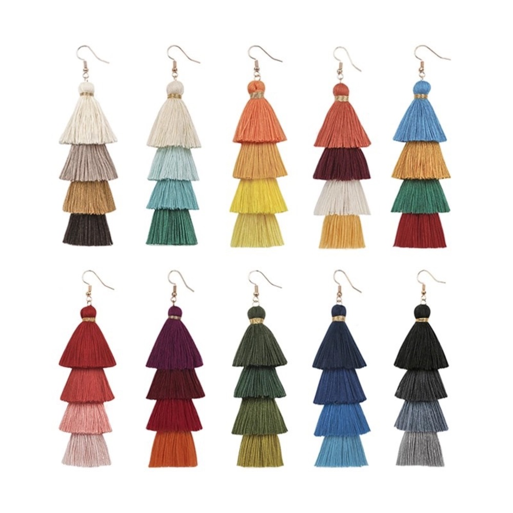 Ombre Fringe Statement Earrings
